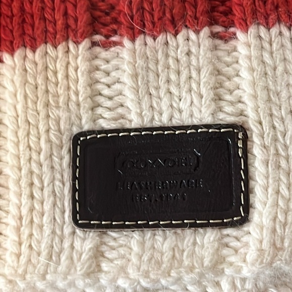 Coach Wool Angora Blend Rust Red and Ivory Scarf 58 x 7.5 - Picture 2 of 7